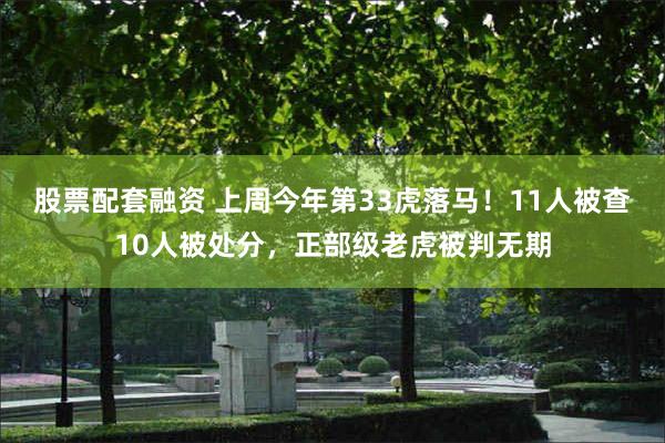 股票配套融资 上周今年第33虎落马！11人被查10人被处分，正部级老虎被判无期